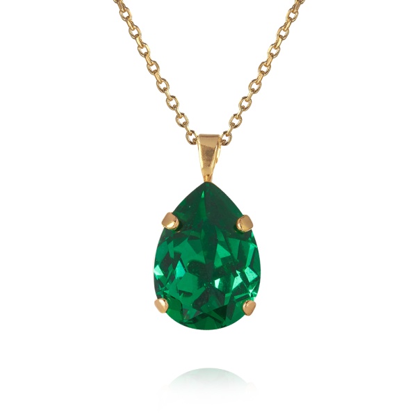 Caroline Svedbom Gold Mini Drop Necklace - Majestic Green